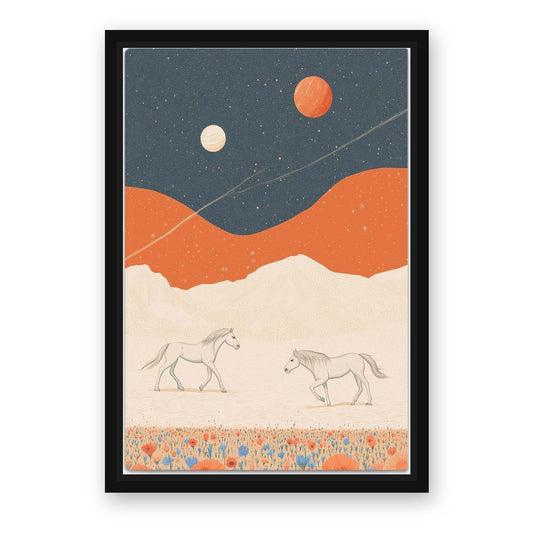 Boho Horse Canvas Art – with Premium Black wood frame
