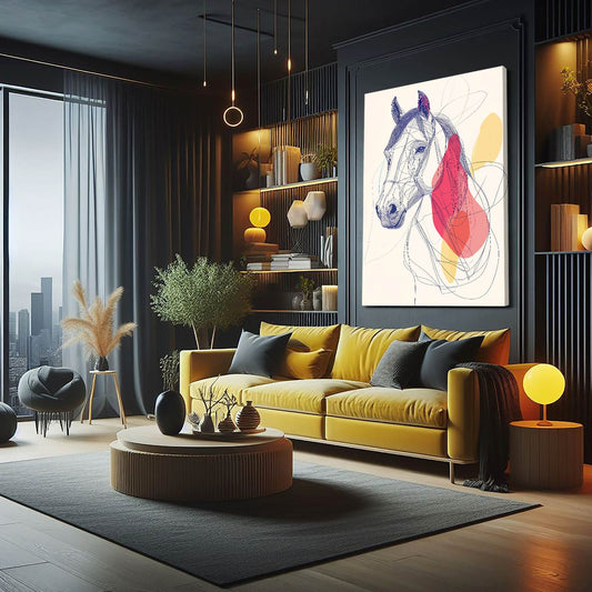 Boho Horse Wall Art – angled canvas view on white background