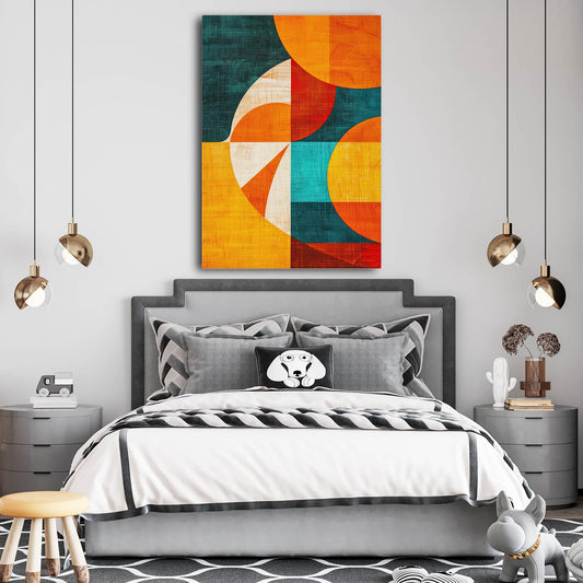 Boho Mid-Century Wall Art — abstract canvas print in orange tones, view 3