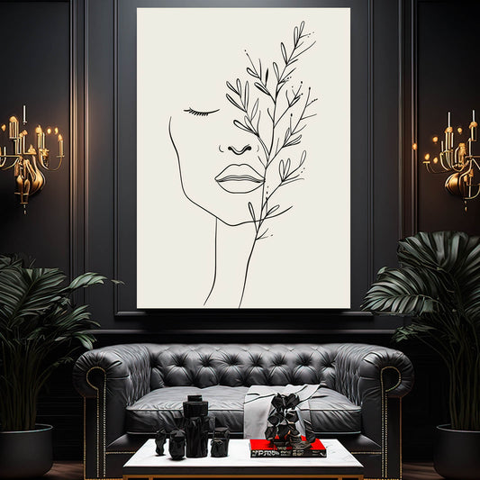 Boho Wall Art Black And White — contemporary canvas print in white tones, view 3