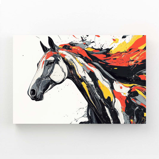 Bold Color Duo Horse Art — abstract canvas print, angled canvas view on white background