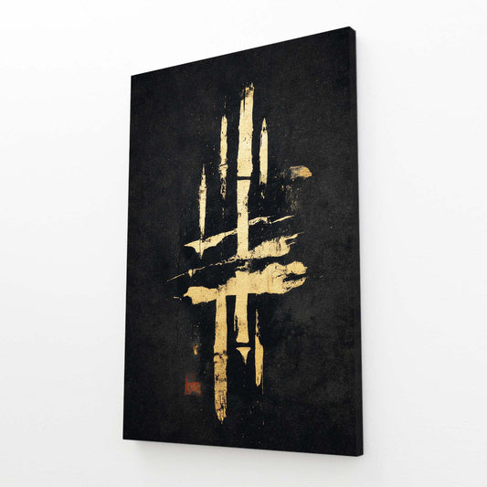 Bold Gold Glyph Canvas – angled canvas view on white background