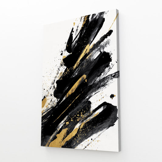 Bold Stroke Gold Art – angled canvas view on white background