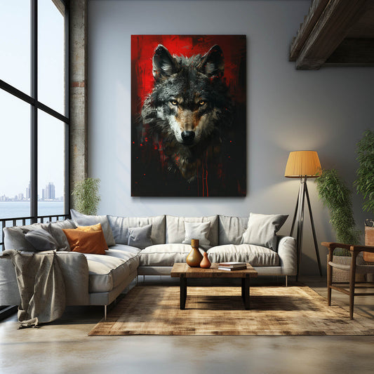 Bold Wolf Art — abstract canvas print in brown tones, view 3