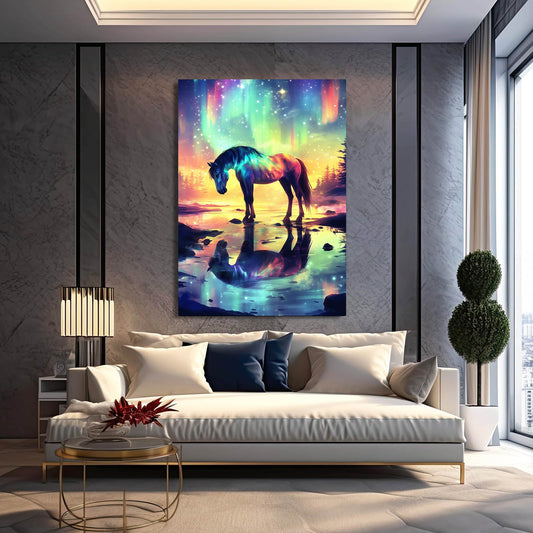 Boreal Horse Wall Art – angled canvas view on white background
