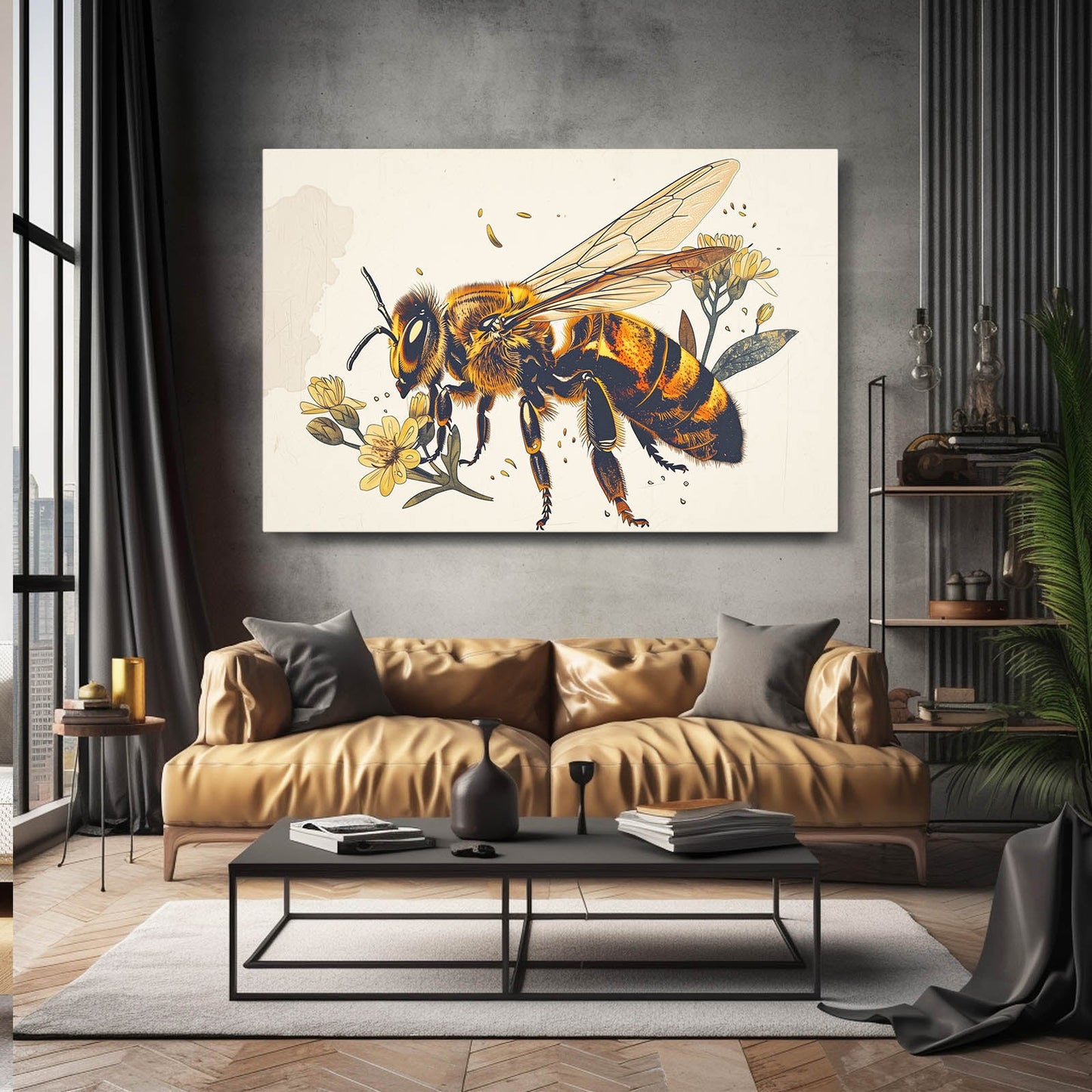 Botanical Bee Illustration