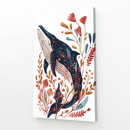 Botanical Embrace Whale Art