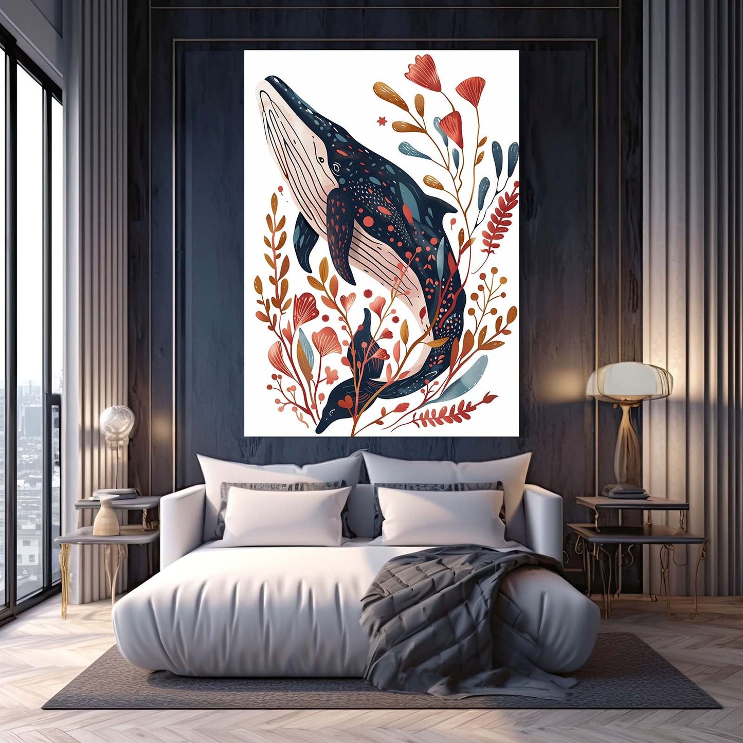 Botanical Embrace Whale Art