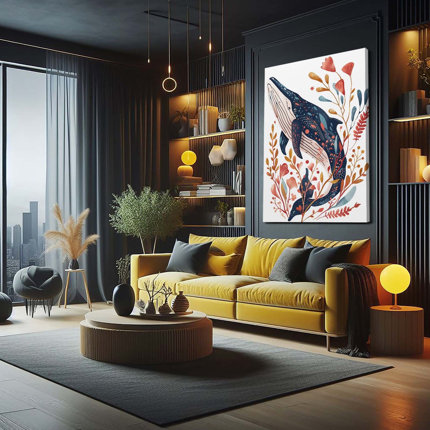 Botanical Embrace Whale Art
