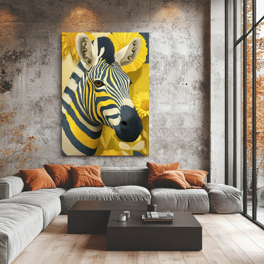 Bright Zebra Wall Art – styled in a furnished interior