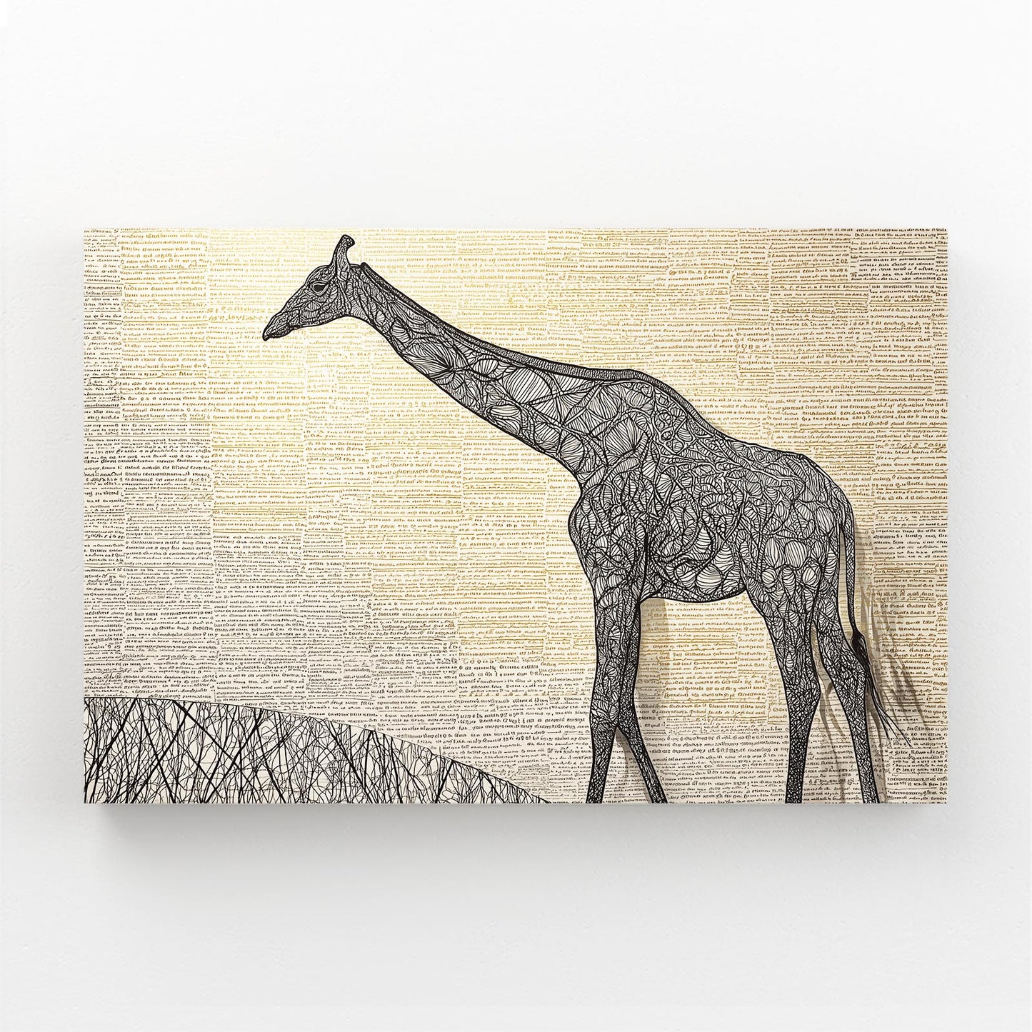 Giraffe illustration on a textured beige background