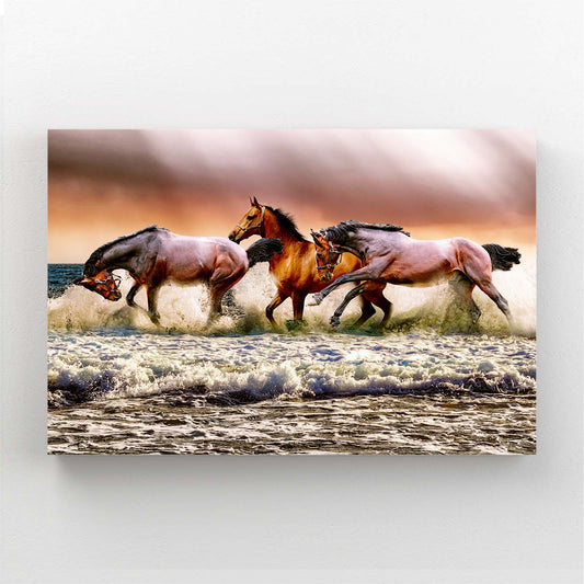 Brown Horse Prints — classic canvas print, angled canvas view on white background