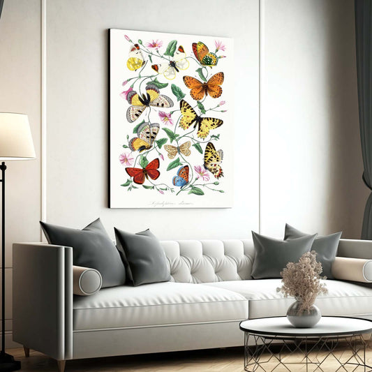 Butterfly Canvas Art — botanical canvas print in white tones, view 3