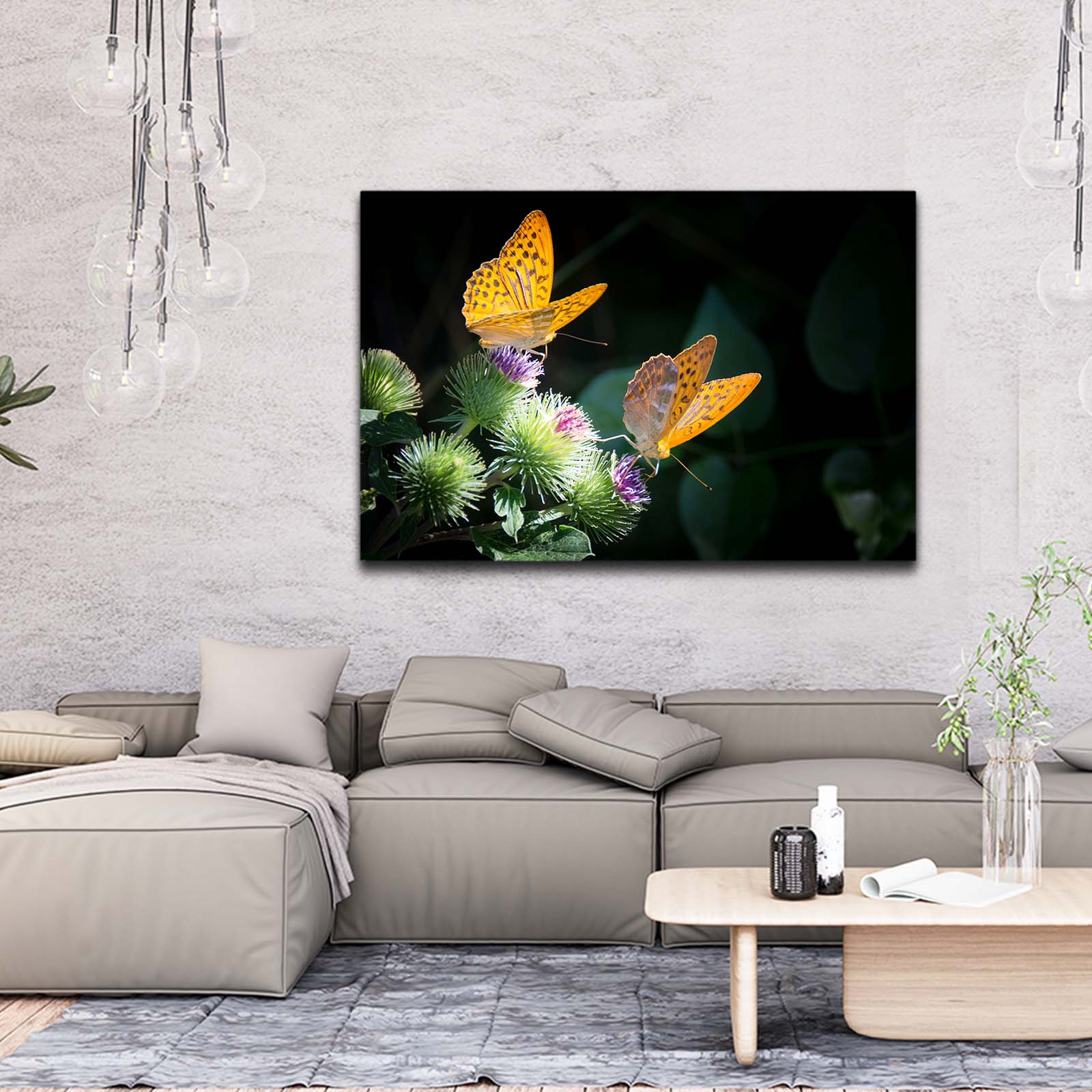 Butterfly Sunflowers Wall Art