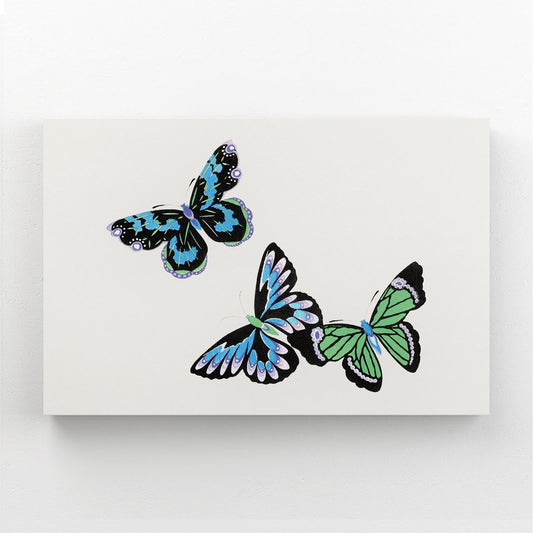 Butterfly Wall Art Design — botanical canvas print in white tones