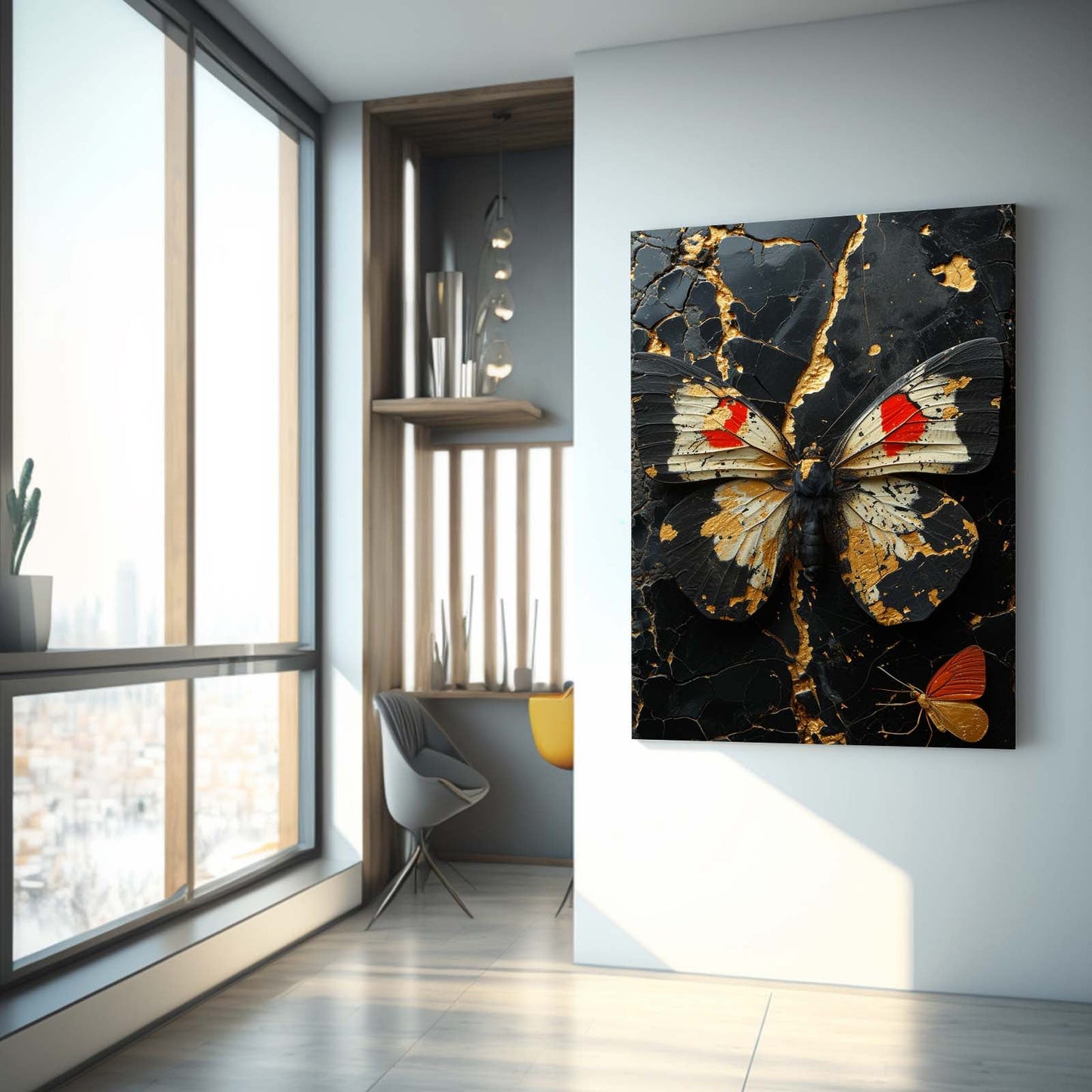 Crimson Gilded Butterfly Wall Art