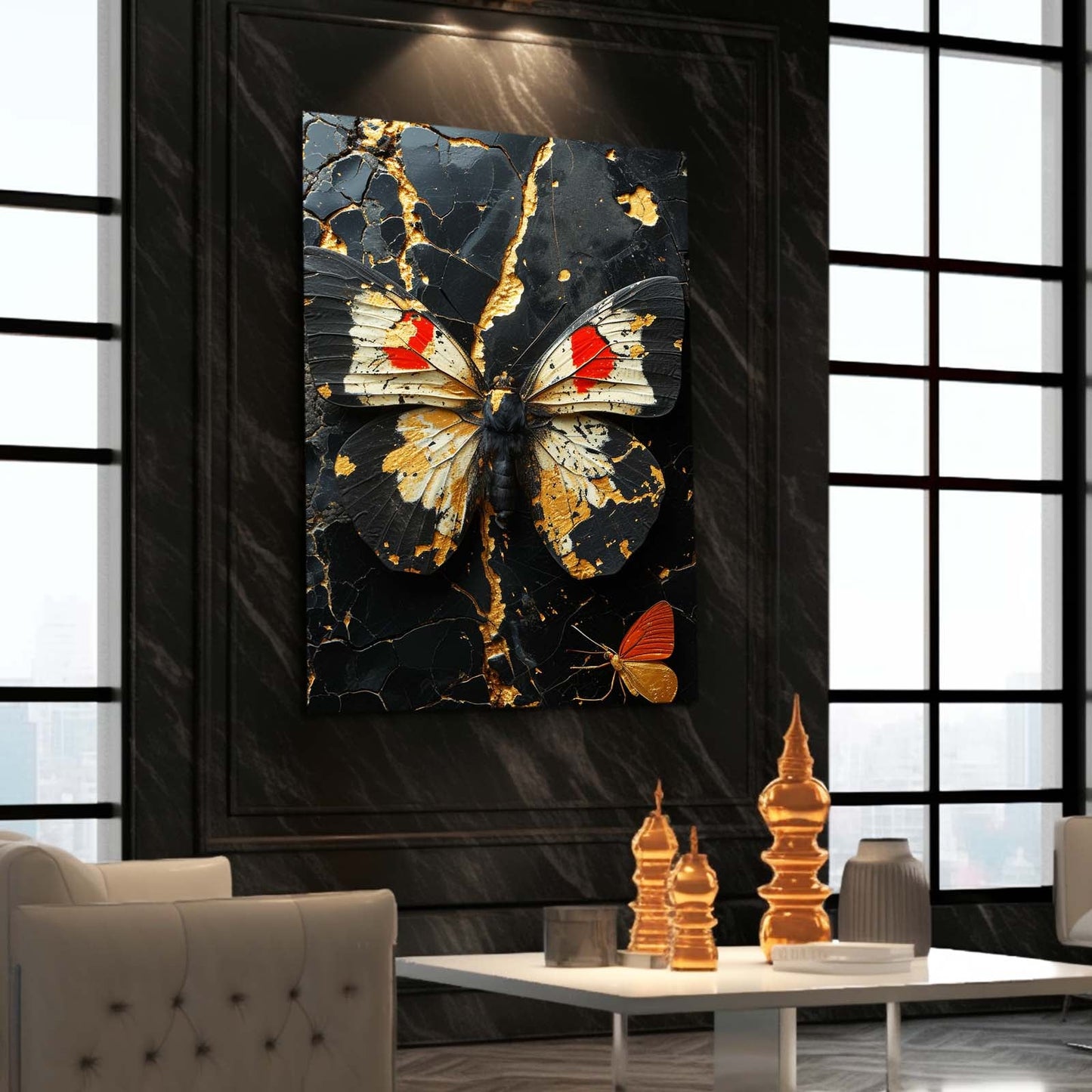 Crimson Gilded Butterfly Wall Art