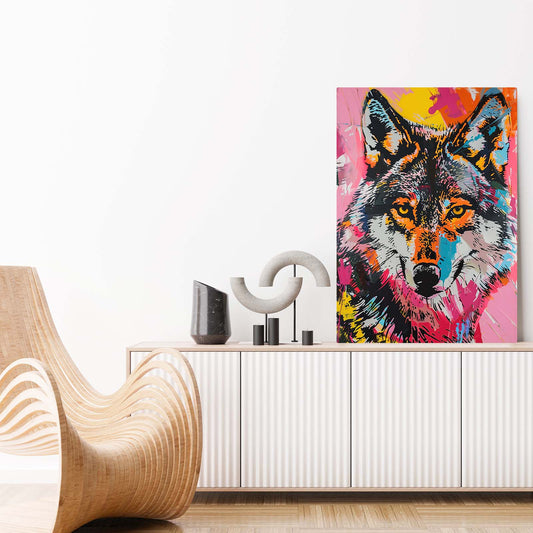 Canvas Wolf Art — landscape canvas print in white tones, view 3