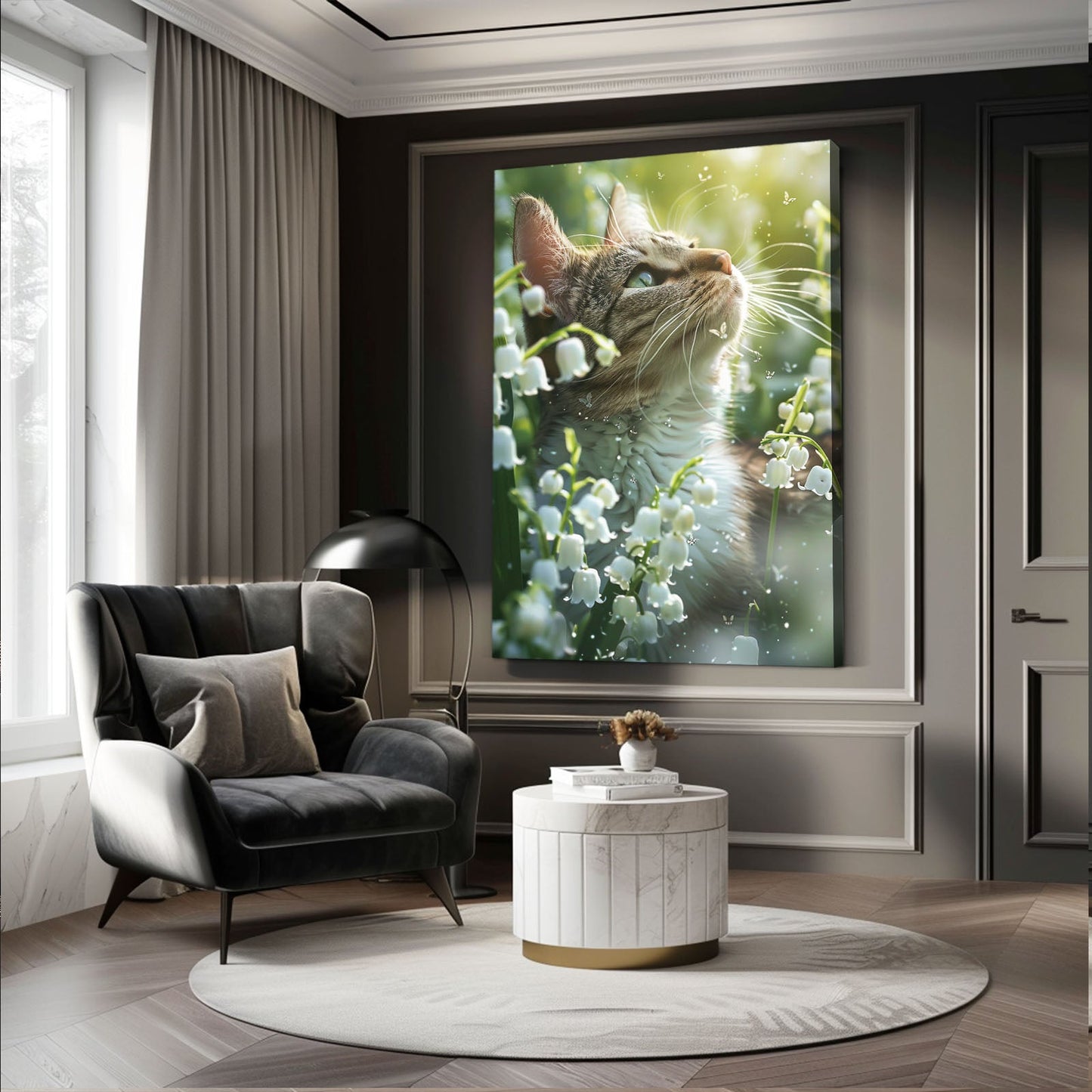 Cat and Flowers Wall Art