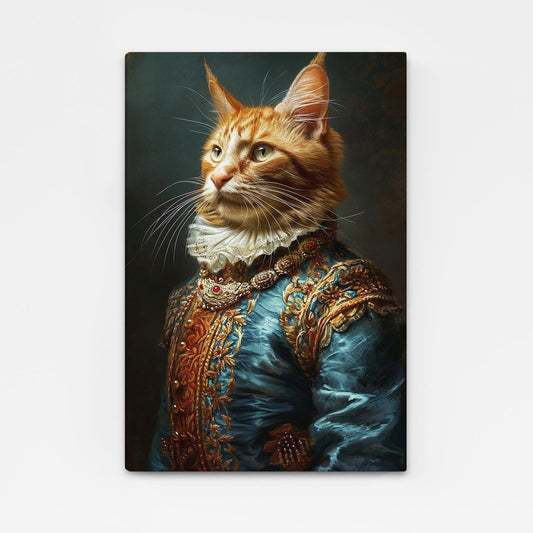 Cat Portrait Wall Art – angled canvas view on white background