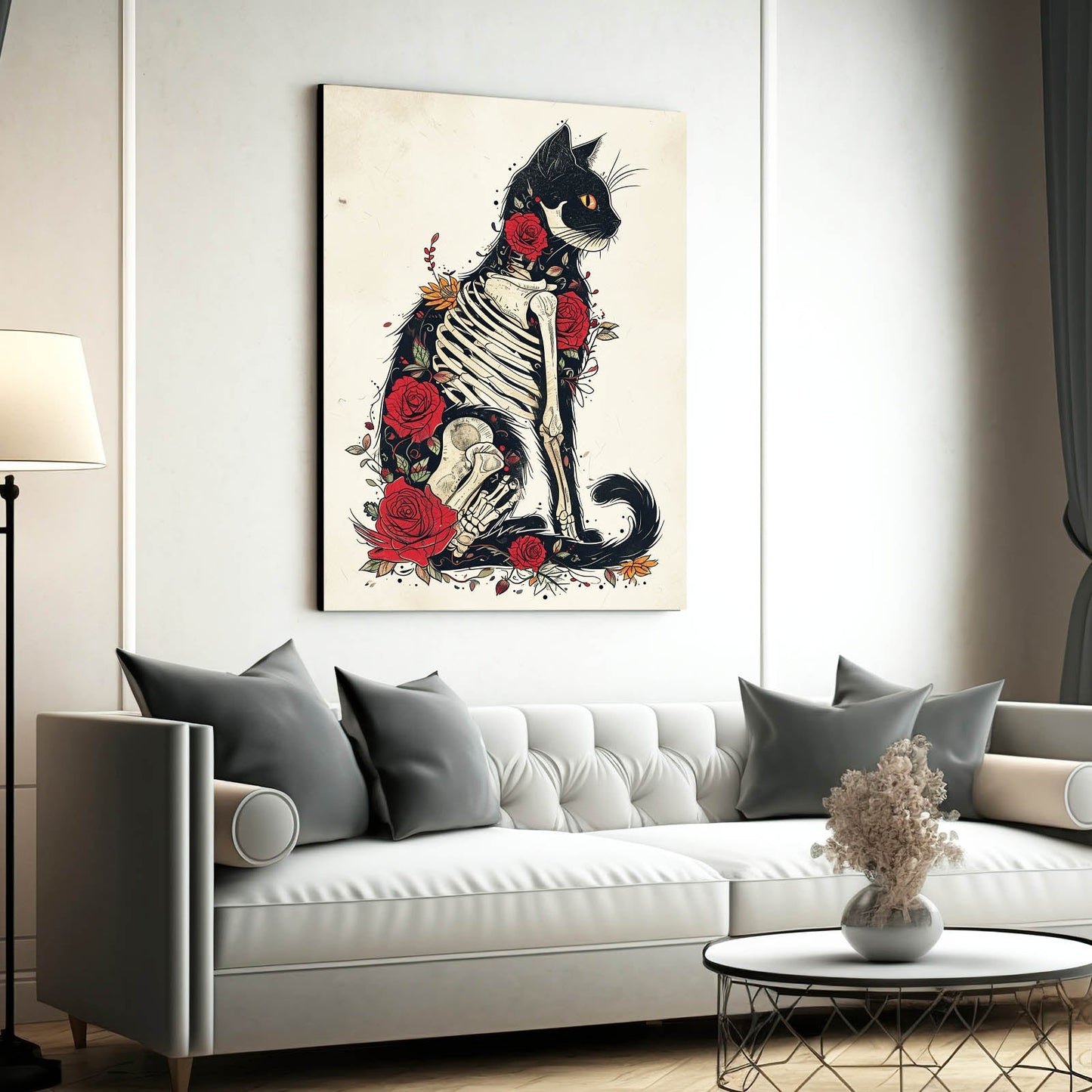 Cat Skeleton Wall Art