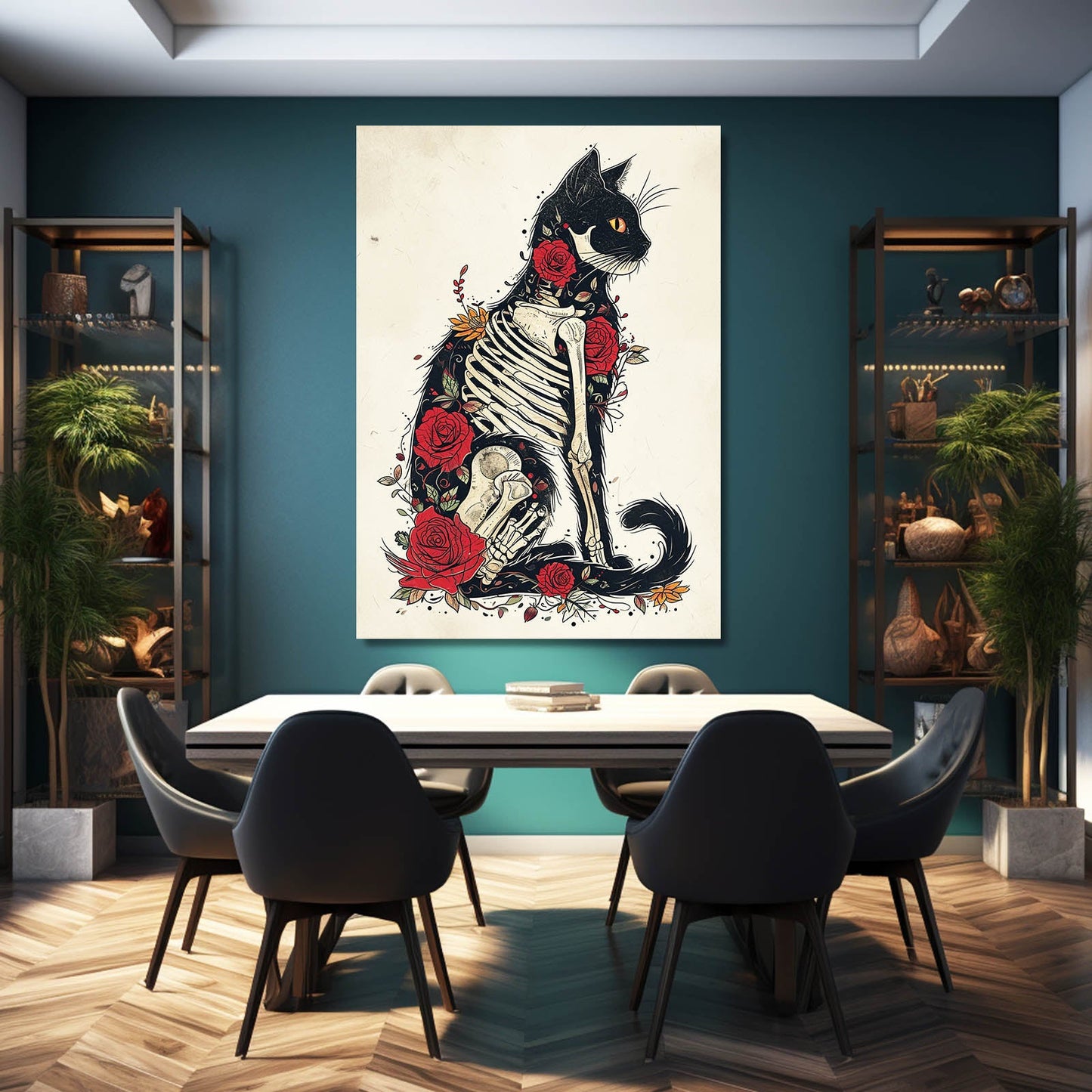 Cat Skeleton Wall Art
