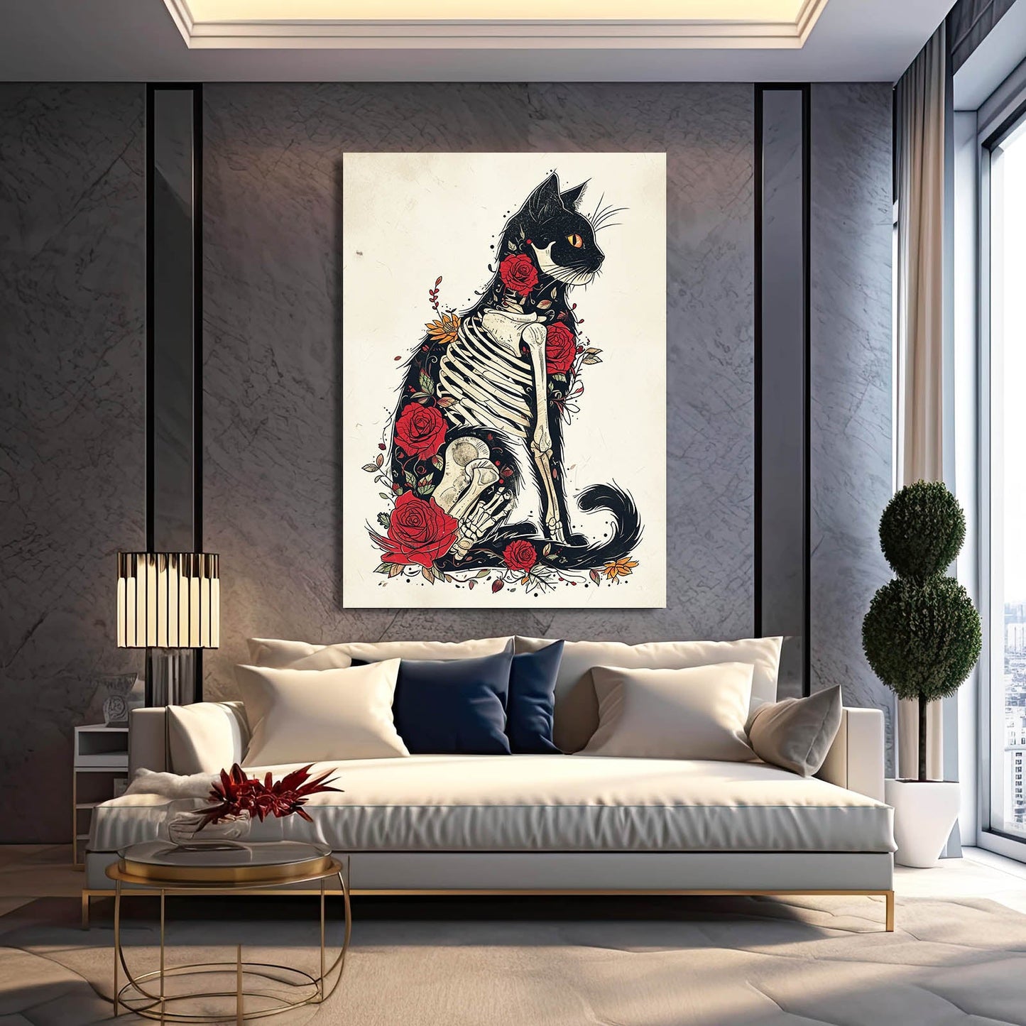 Cat Skeleton Wall Art