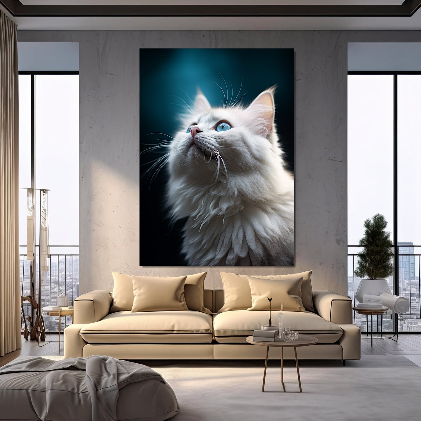 Cat Wall Art White