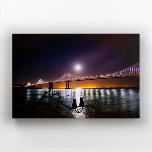 Cat Wall Hanging Decor — landscape canvas print in black tones