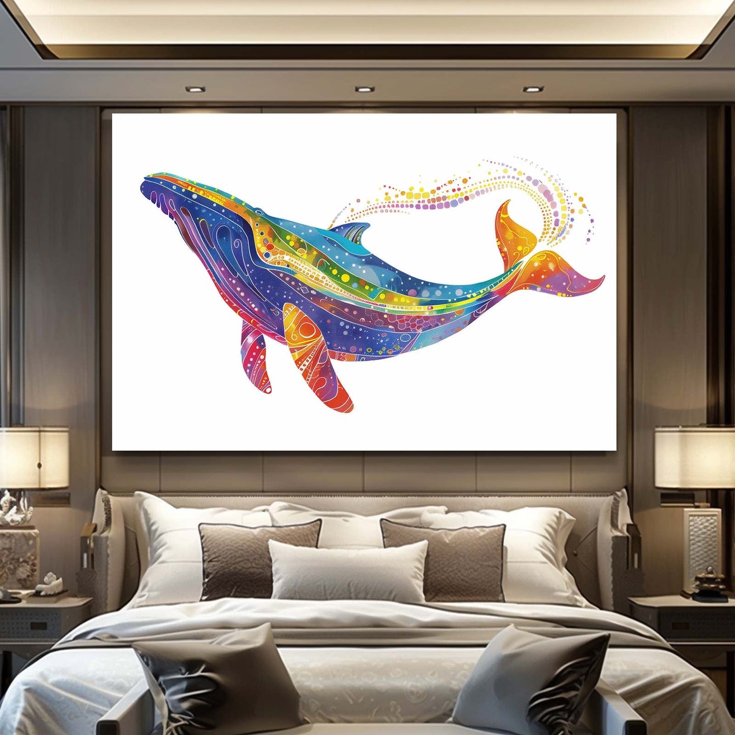 Celestial Rainbow Whale Art
