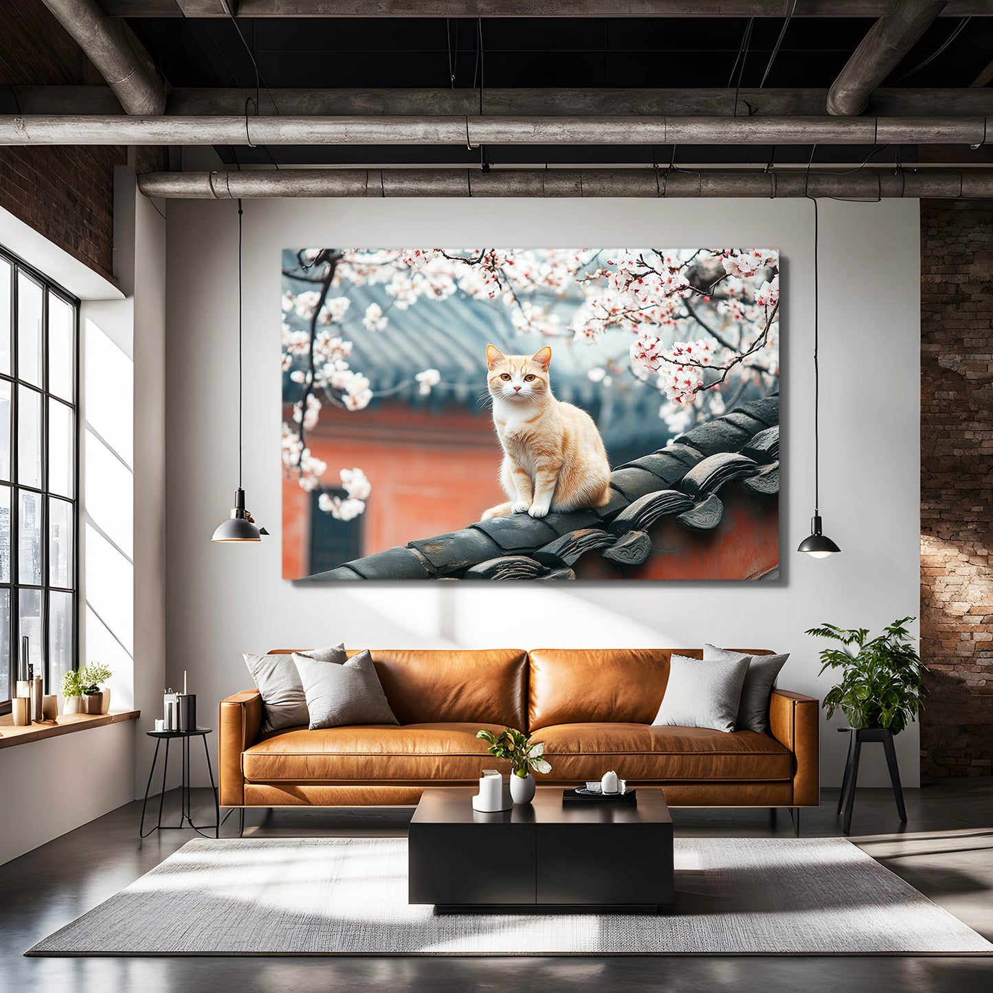 Cherry Blossom Wall Art Cat