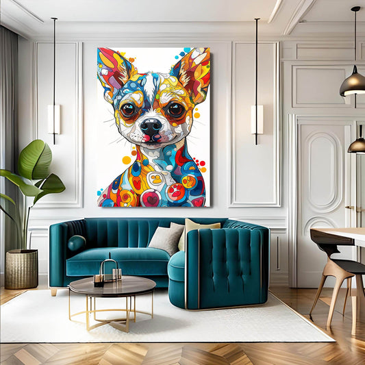 Chihuahua Dog Art — contemporary canvas print in white tones, view 3