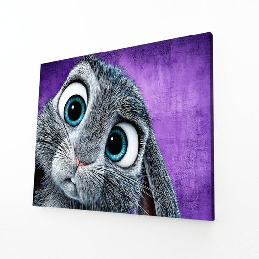 Child Rabbit Art – angled canvas view on white background