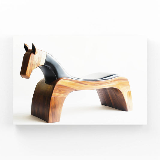 Chinese Horse Wall Art — contemporary canvas print, angled canvas view on white background