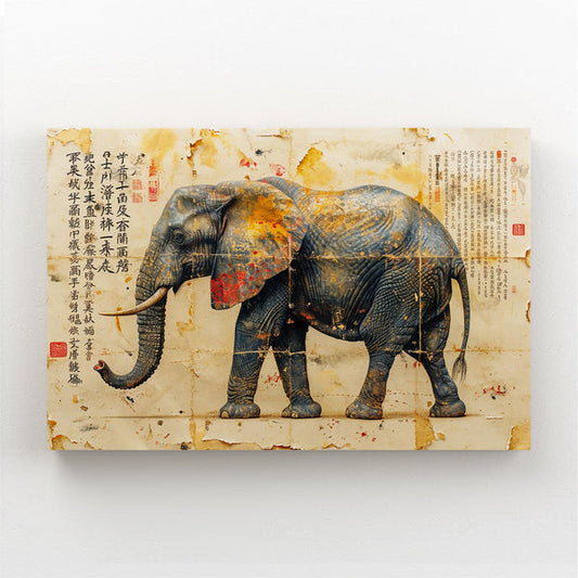 Chinese Scroll Elephant Wall Art