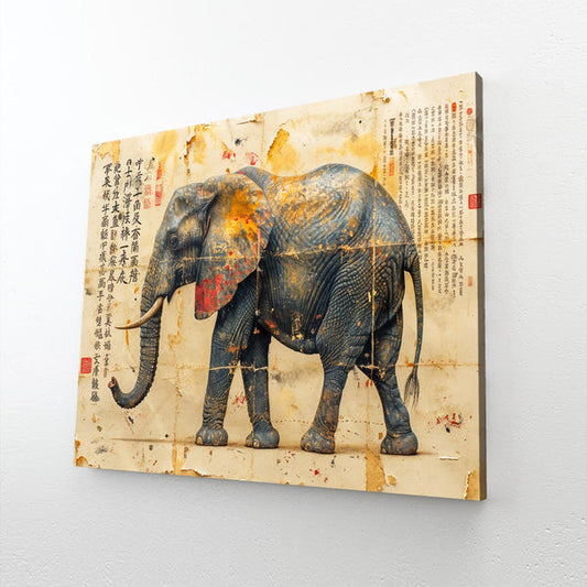 Chinese Scroll Elephant Wall Art