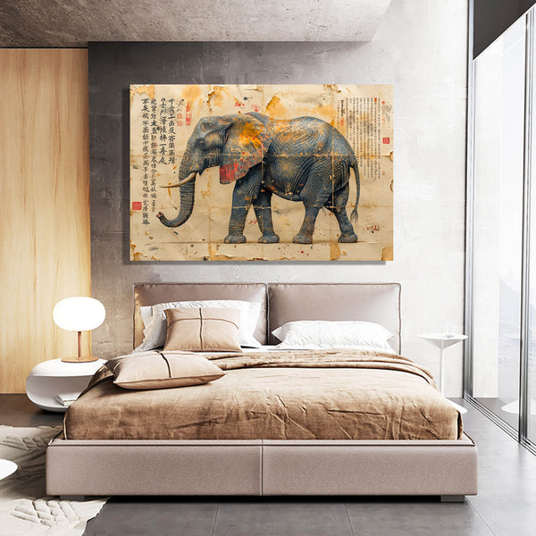 Chinese Scroll Elephant Wall Art