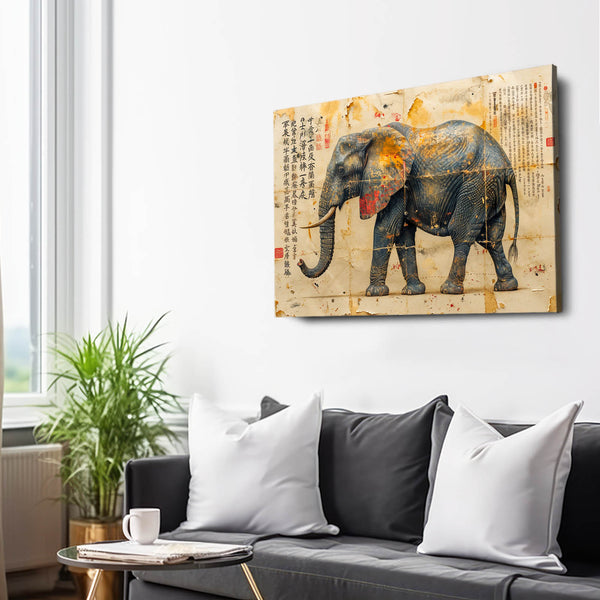 Chinese Scroll Elephant Wall Art
