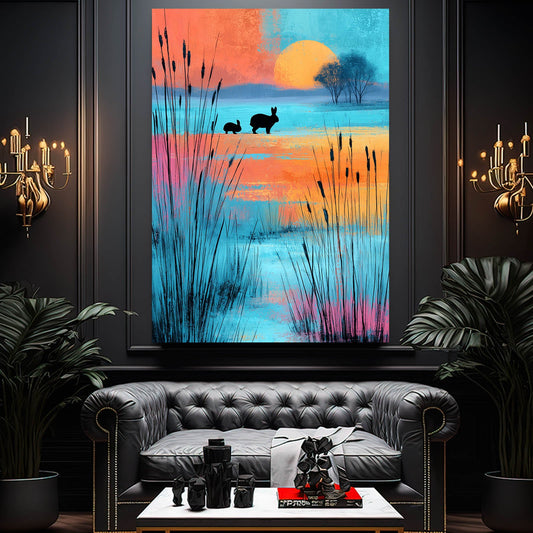 Classic Bunny Art – angled canvas view on white background