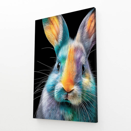 Classic Rabbit Wall Art – angled canvas view on white background