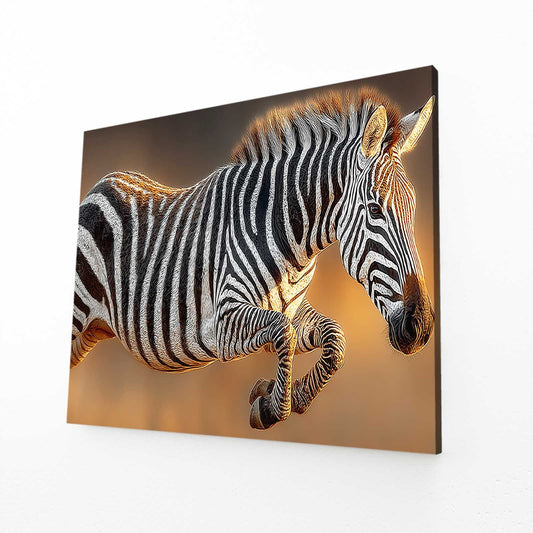 Classic Zebra Art – angled canvas view on white background