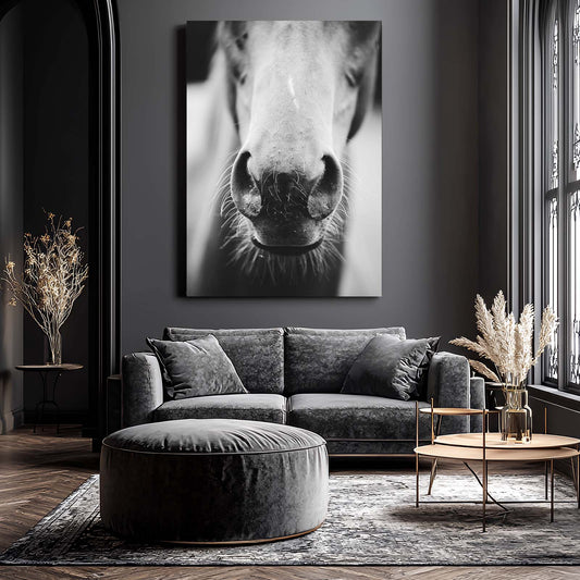 Closeup Horse Canvas Art – angled canvas view on white background