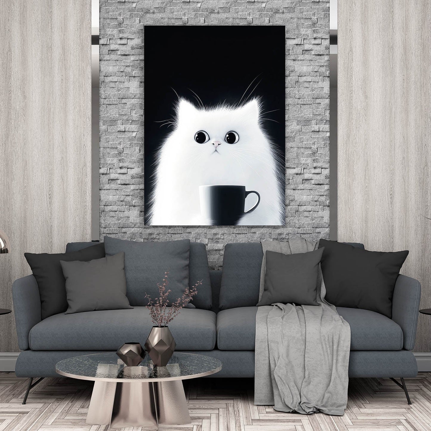 Coffee Stare Cat Wall Art