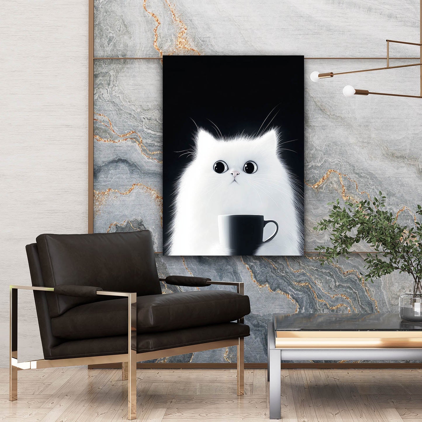 Coffee Stare Cat Wall Art