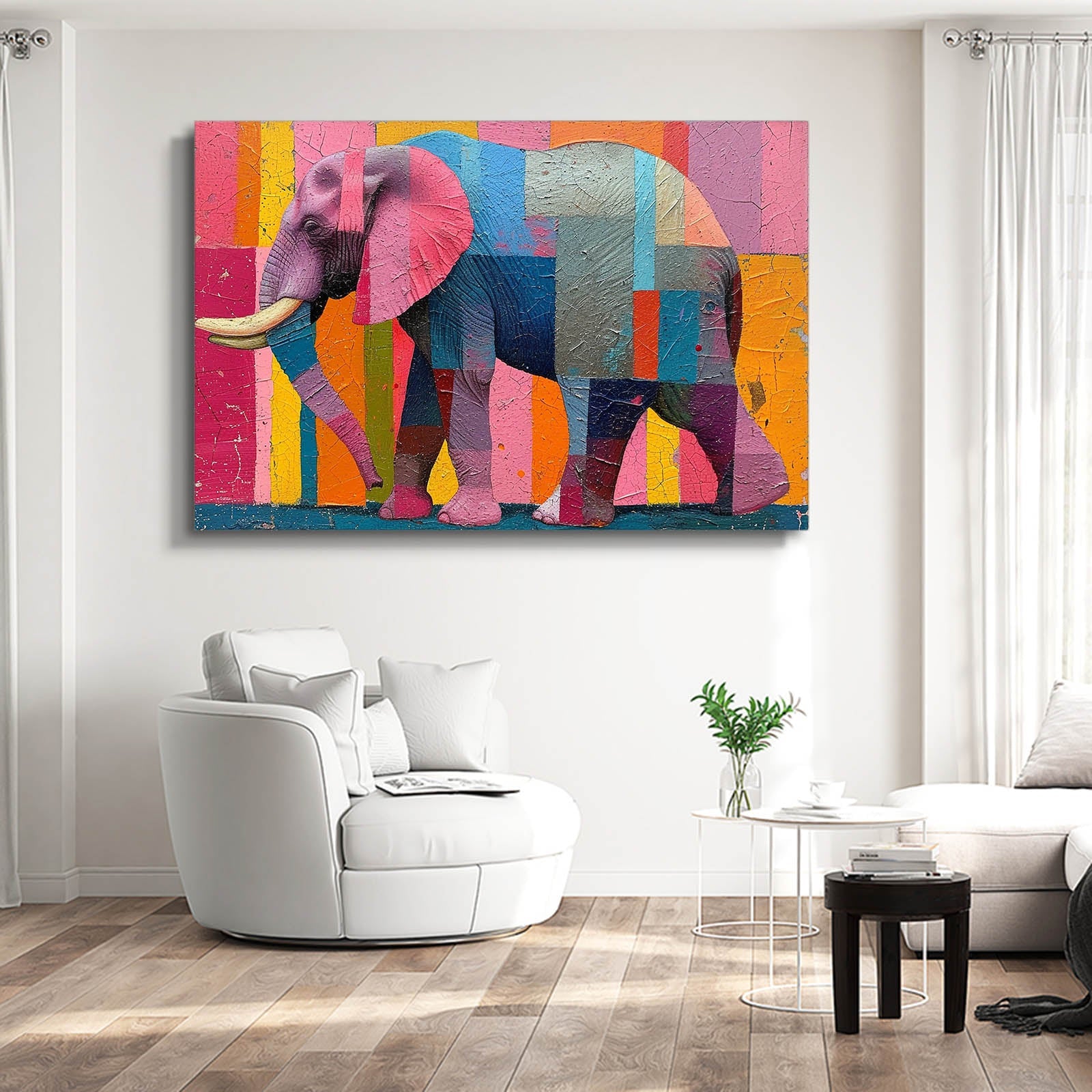 Color Block Elephant Art