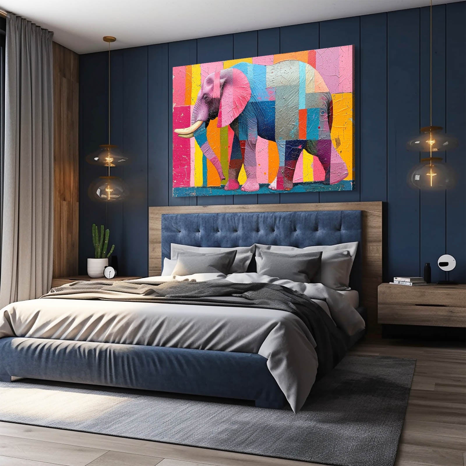 Color Block Elephant Art