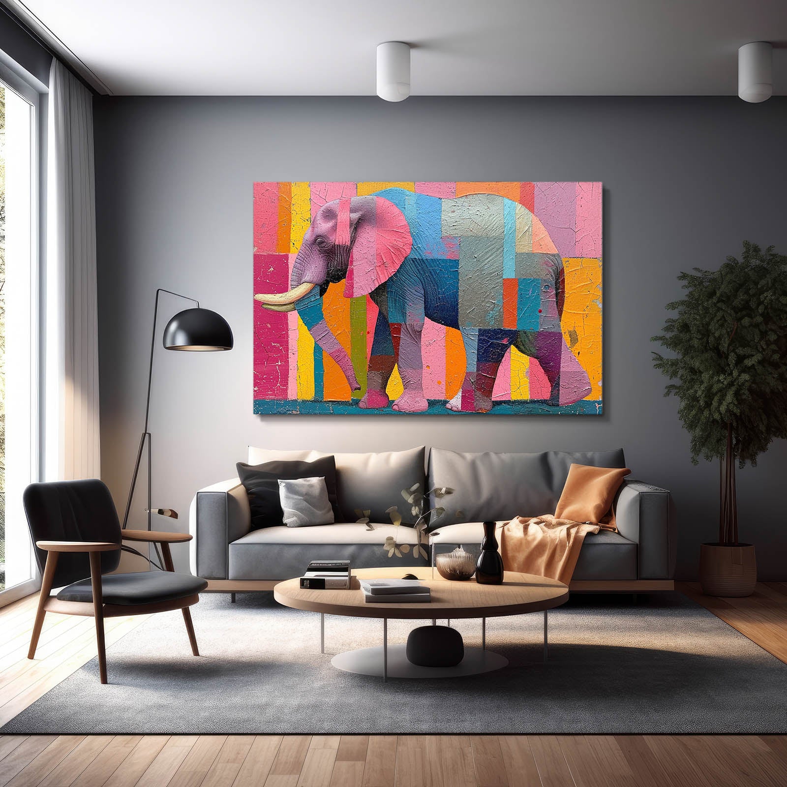 Color Block Elephant Art