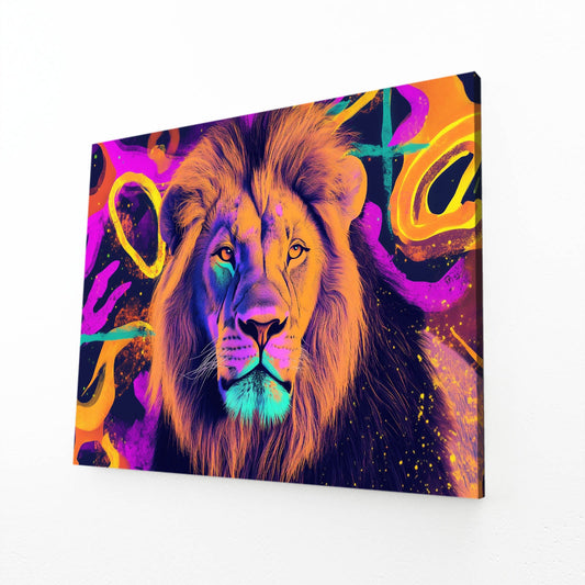Color Burst Lion Canvas