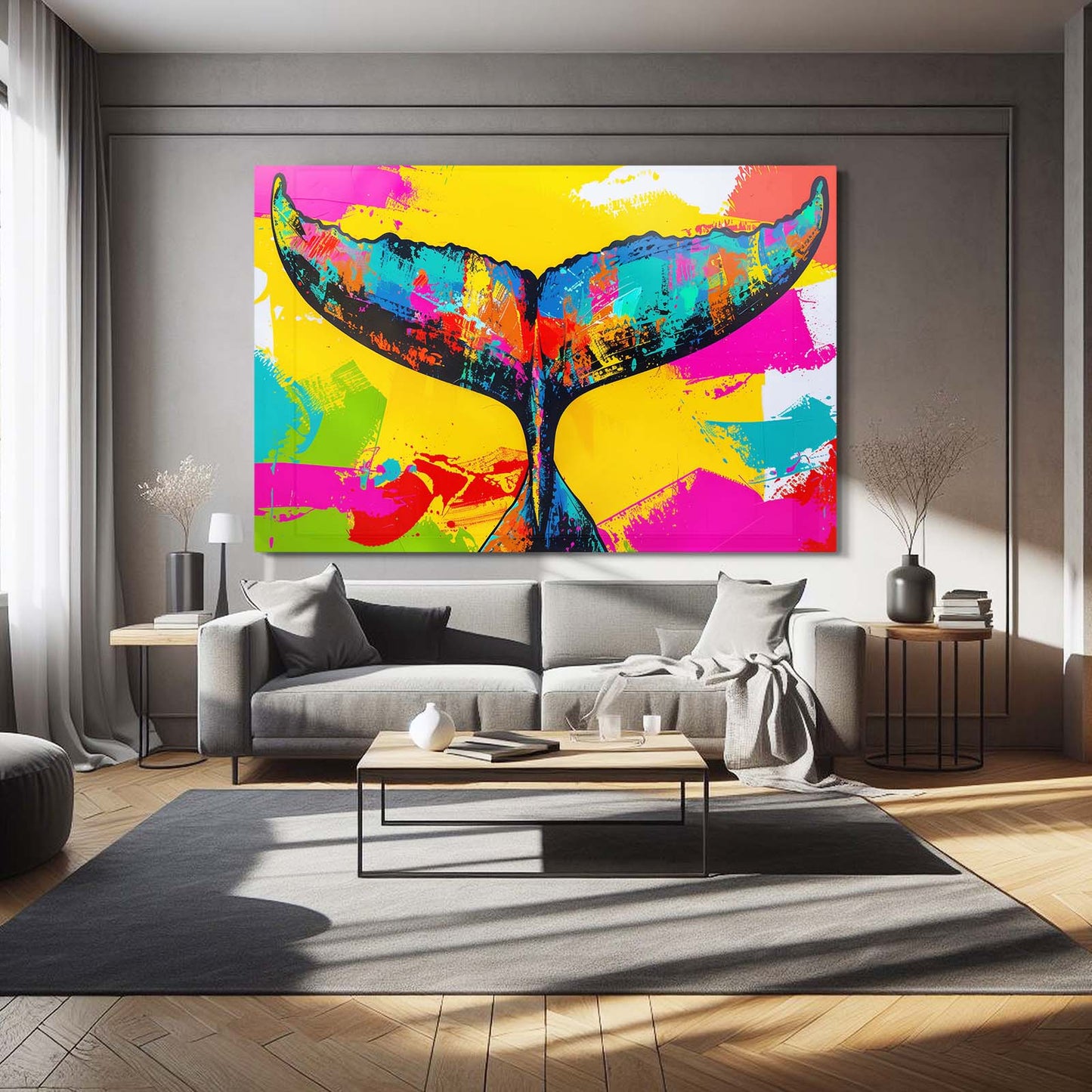 Color Splash Whale Tail Art