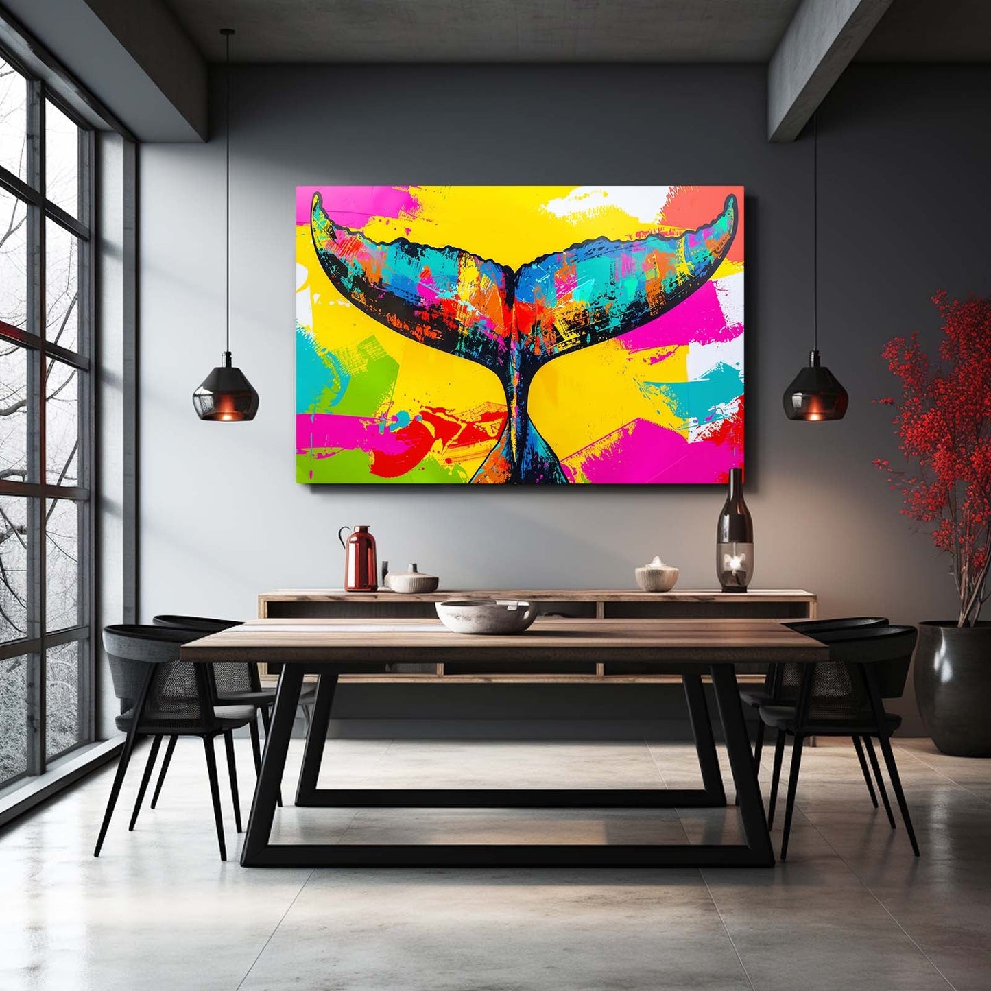 Color Splash Whale Tail Art